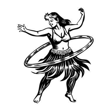 Eski tarz Hoop dansçısı karakter çizimi