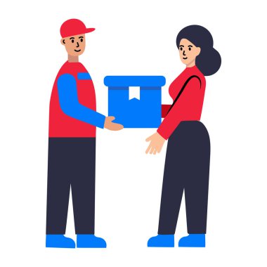 Düz biçimli bir karakterin paket teslim simgesi