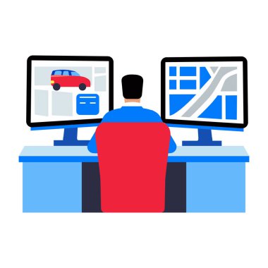 Düz biçim simgesi dağıtım takibi yapan bir karakter