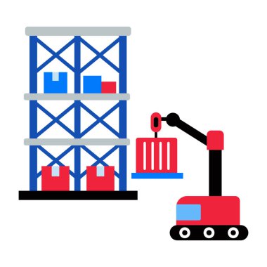 Depo robotunun düz bir simgesi