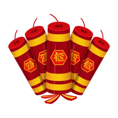 Asyalı havai fişekler düz vektör çizimi