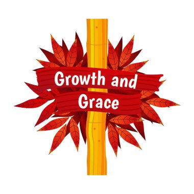 Büyüme ve zarafet tipografisi olan bambu çubuğu, düz stil çizimi