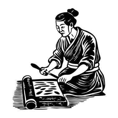 Japon kaligraf klasik karakter çizimi