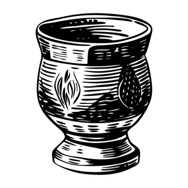 Geleneksel Japon sake fincanının klasik çizimi.