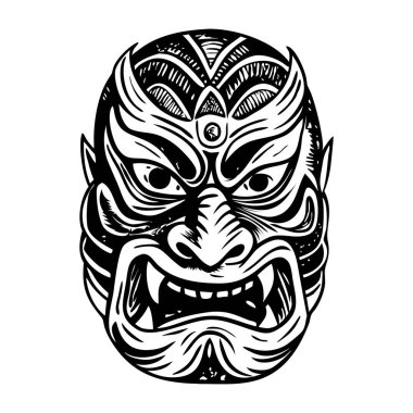 Geleneksel kabuki maskesi illüstrasyonu