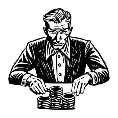 Bir kumarbazın klasik bir çizimi.