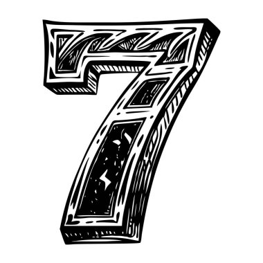 Vintage tarzında şanslı numara yedi illüstrasyon