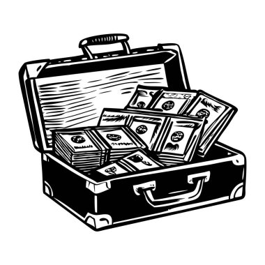 Açık para çantasının klasik çizimi