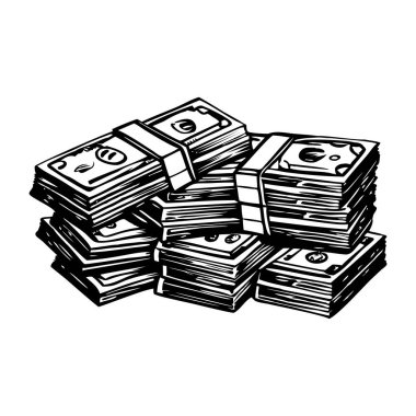 Nakit para yığınları gösteren klasik stil illüstrasyon