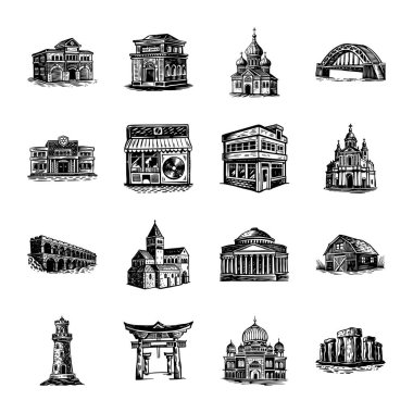 set of different architecture icons
