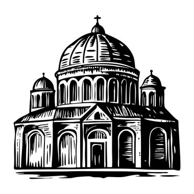 Bizans Kubbesi Mimari İllüstrasyonu klasik tarzda