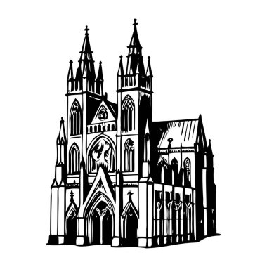 Eski tarz Gotik katedral illüstrasyonları