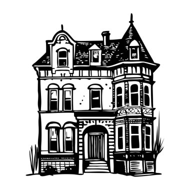 Vintage tarzında Viktorya dönemi ev çizimleri