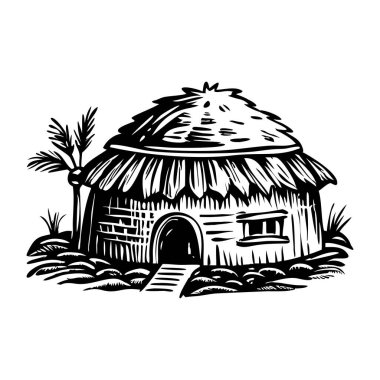 Evin sazdan çatılı çizimi.