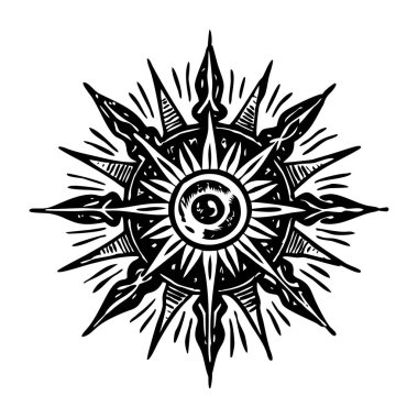 Eski tarz güneş patlaması sembolü çizimi