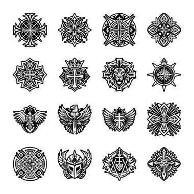 farklı haçlar seti. vektör tasarım elemanları
