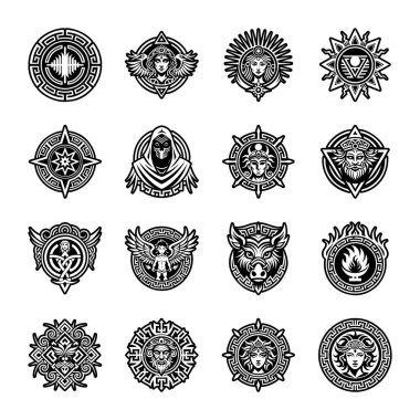 Bir dizi vektör siyah rozet. Tasarımınız için amblemler.