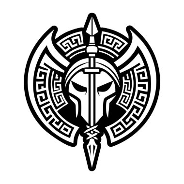 Kalkanı ve kılıcı olan eski bir savaşçı.