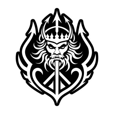 Poseidon mızrak sembolü simgesi katı biçimde