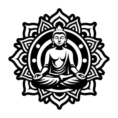 Buda meditasyon sembolünün kabartma biçimi simgesi