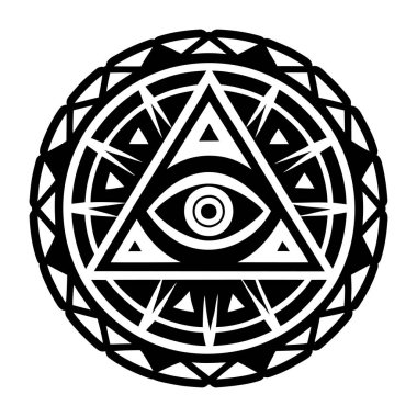 Kutsal geometri. siyah çember, üçgen, üçgen, daire, geometri, logo.