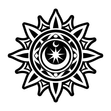 Kabartmalı güneş sembolünün bir simgesi.