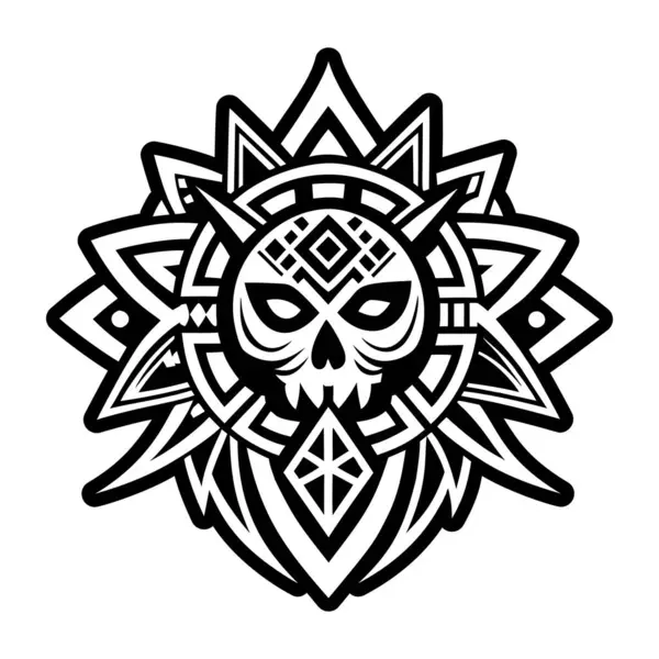 Dövmeli bir kafatasının vektör çizimi