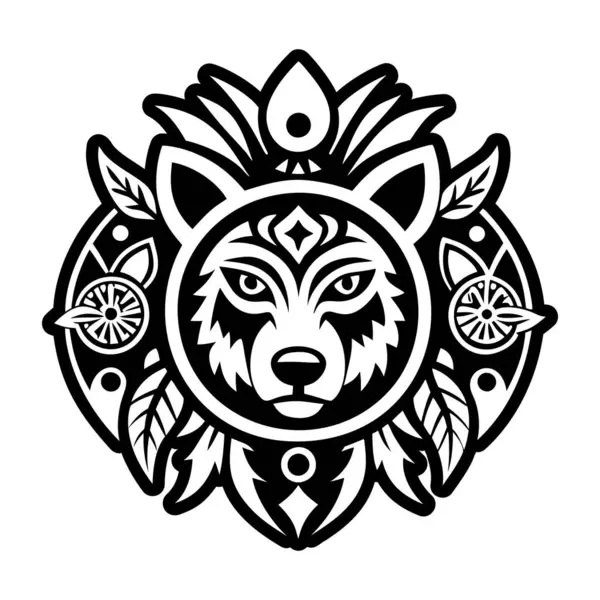 Kabile dövmeli siyah beyaz kurt.