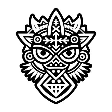 kabile dövmesi tasarımının siyah beyaz çizgisi çizimi