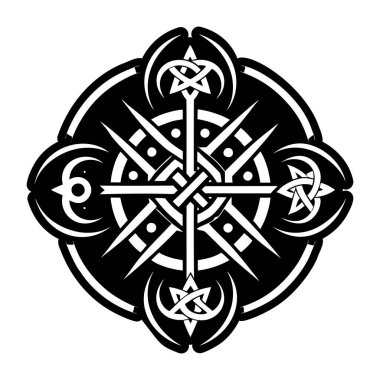 siyah ve beyaz vektör kabile dövme tasarımı