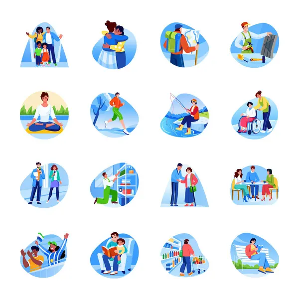 Yün örgü ören yaşlı bir kadın, düz çizim.