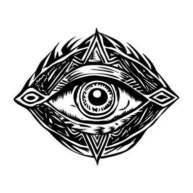 Gören göz. El çizimi vektör çizimi. Kutsal maneviyat sembolü.