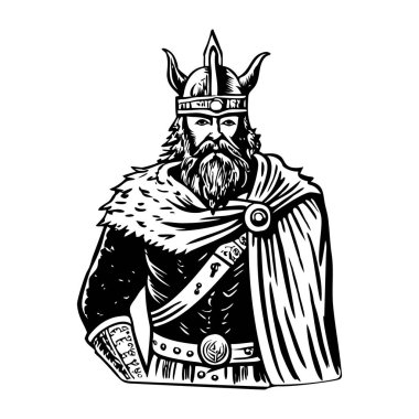Vintage tarzında bir Viking savaşçısı çizimi