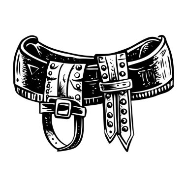 Eski tarz kabile deri kemeri illüstrasyonu