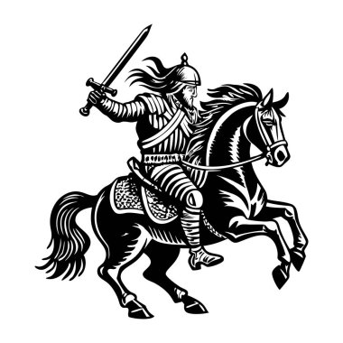 Savaşçı bir atın klasik bir çizimi.
