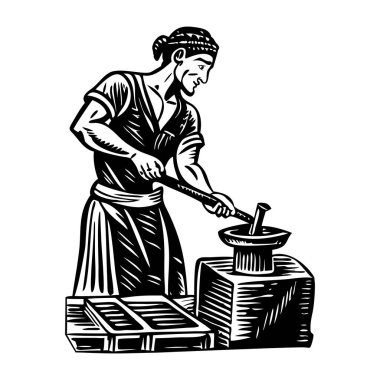 Bir demircinin klasik bir çizimi.