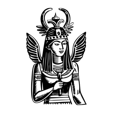 Kadim hathor tanrıçası illüstrasyon hathor tanrıçası
