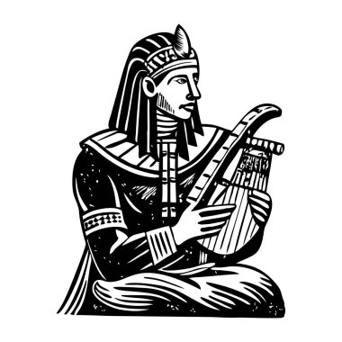 Mısırlı bir müzisyenin klasik bir çizimi.