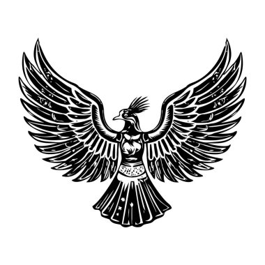 Eski ilah isis kanat illüstrasyonu vintage tarzında