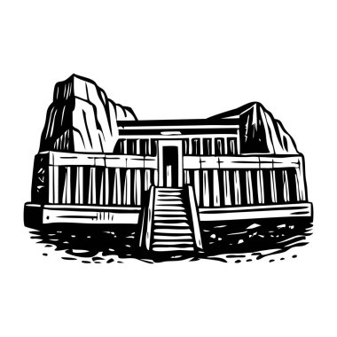 Eski bir Hatshepsut tapınağının klasik çizimi.