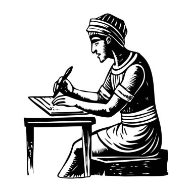 Eski bir yazarın klasik bir tasviri.