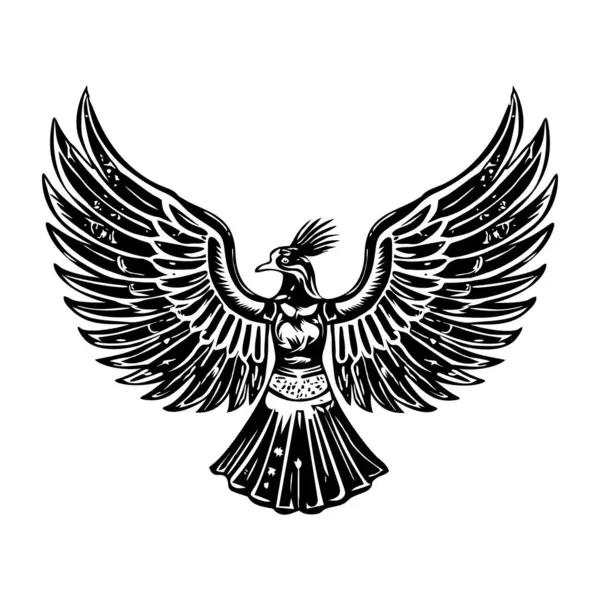 Eski ilah isis kanat illüstrasyonu vintage tarzında