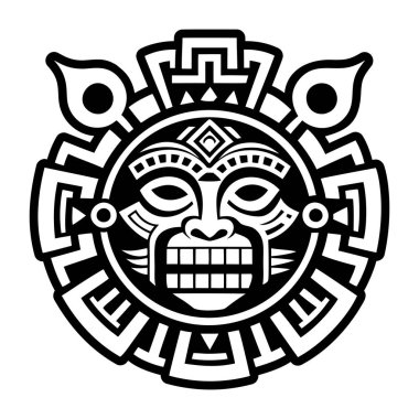 Aztek tanrısı dövmesinin katı bir simgesi.