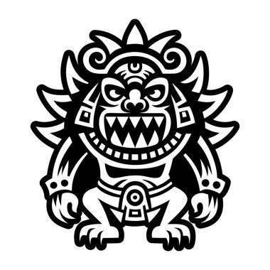 Aztek canavarı dövmesinin katı bir simgesi.