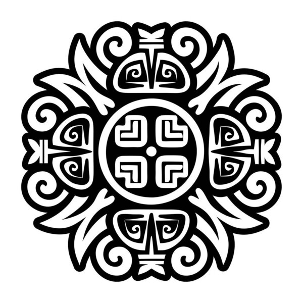 A glyph style icon of aztec pattern tattoo