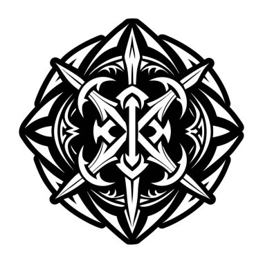 Dolu stil savaş bıçakları dövmesi.