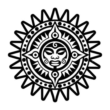 Güneş tanrısı dövmesinin doldurulmuş bir simgesi