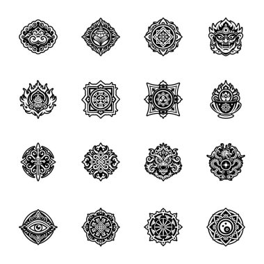 Mandala seti. yuvarlak süs