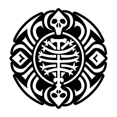 Bir kafatasının siyah beyaz vektör simgesi