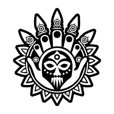 Şaman maskesi sembolünün katı biçim simgesi